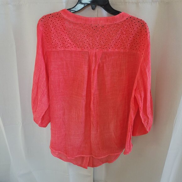 IN STudio Women Top Plus Size 3X Pink Button Up Lagenlook Lightweight Boho 17458 - Picture 2 of 13